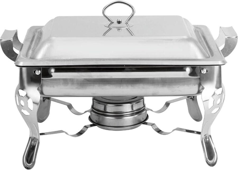 Buffet Warmhoudset Chafing Dish Set Feesten en Banketten Roestvrij Staal 21x26x26 cm Zilver