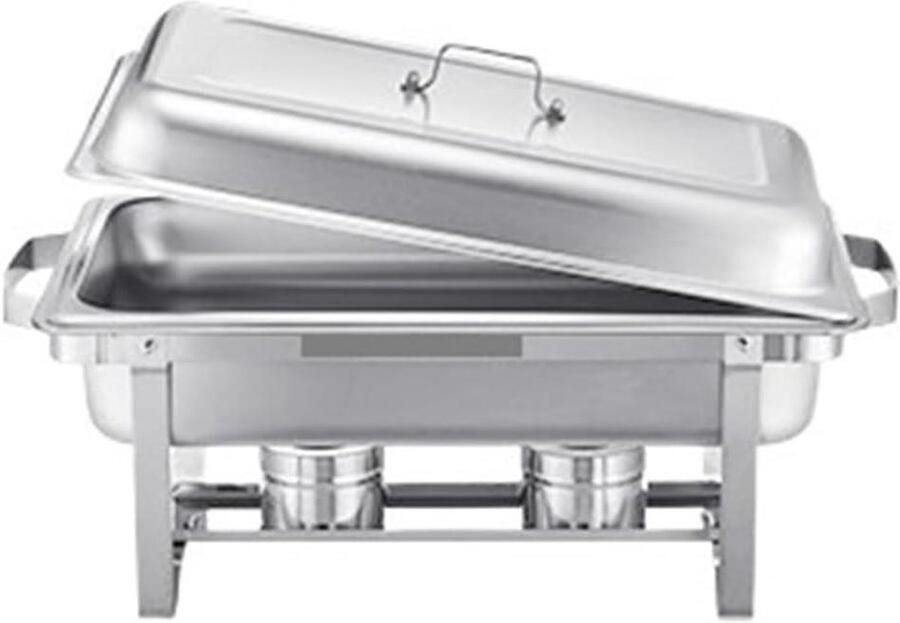 Buffet Warmhoudset Chafing Dish Set Voedsel Warm Houden Gelijkmatige Warmteverdeling 8 Qt Zilverkleurig