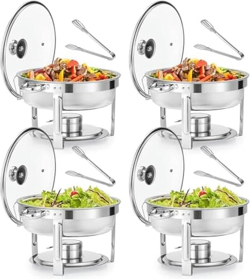 Buffet Warmhoudset Chafing Dishes Feesten Catering Roestvrij Staal 4 Sets Zilver