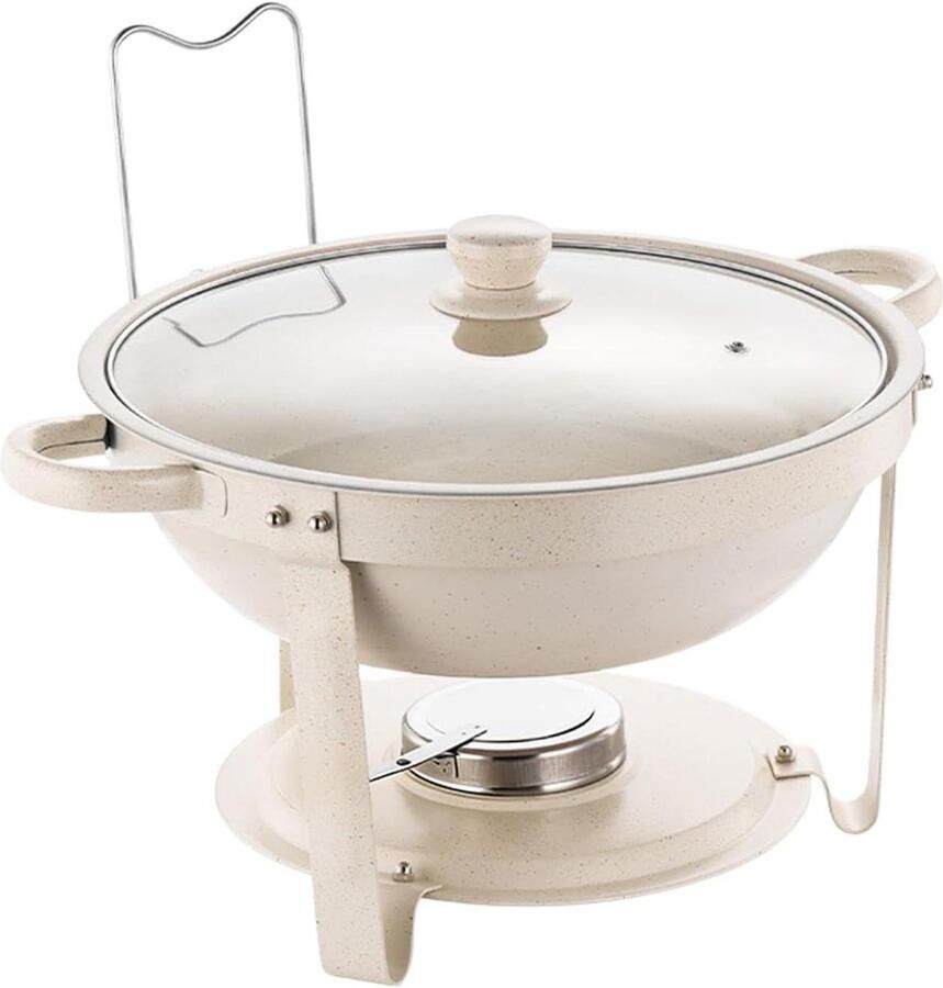 Buffet Warmhoudset Warmhoudschalen Glazen Deksel Feestelijk Serveren Efficiënt Warmtesysteem 35x35x14 cm Wit