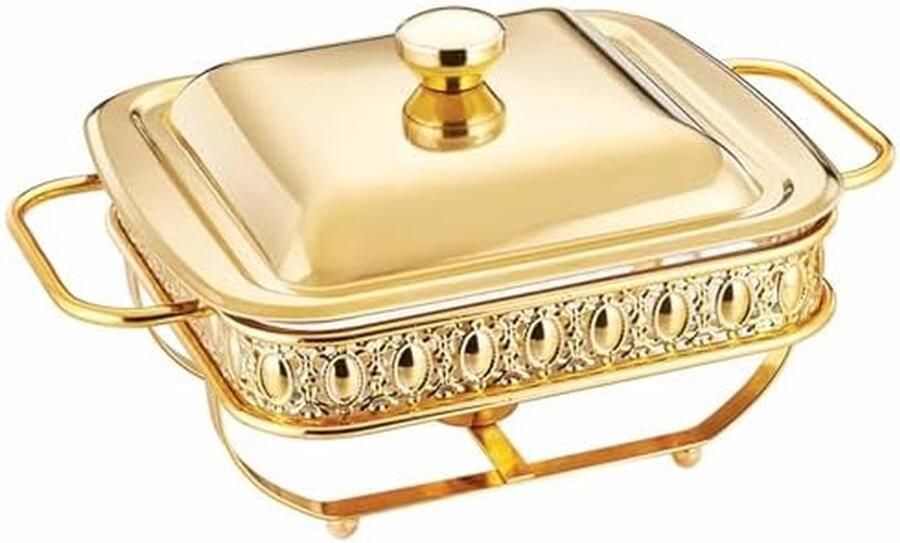Buffet Warming Container Chafing Dish Set Catering en Feesten Elegant Gouden Accent 1.8L Capaciteit Goud