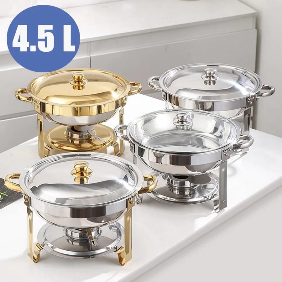 Buffetfornuis 1 Pack Ronde RVS Set Veilige Rolrand Chafers en Warmers Perfect voor Catering Bruiloften en Feesten