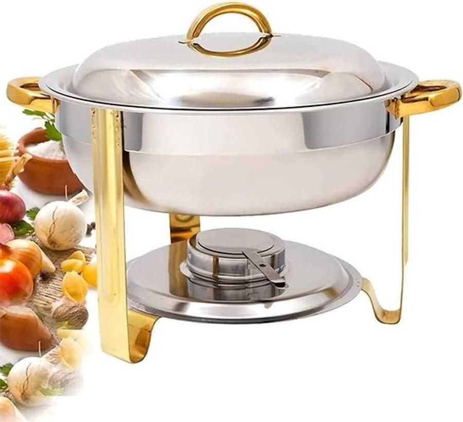 Buffetkachel Voedselwarmer Serveerpan Feestelijke Warmte Roestvrij Staal 34x34x24 cm Zilverkleurig