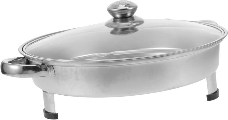Buffetpan Met Deksel Chafing Dish Feestelijk Serveren Roestvrij Staal Glas 36x30CM Zilver