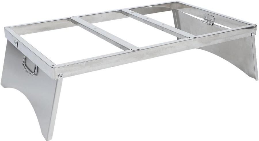 Buffetrek Voedselwarmer standaard Buffet organiseren Opvouwbaar rechthoekig rek 59 x 33.5 x 15.5 cm Zilver