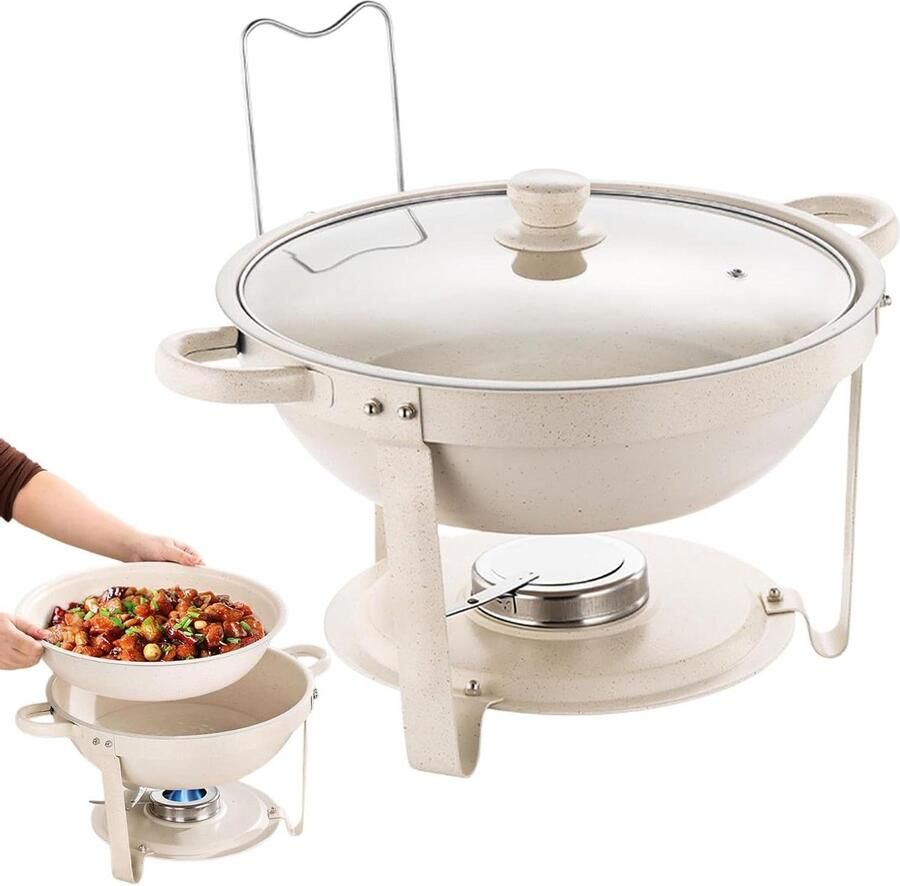 Buffetschalen Warmhoudplaat Verwarmde Serveerschalen Gerechten Warm Houden Dubbele Vacuümstructuur 35x35x14 cm Wit