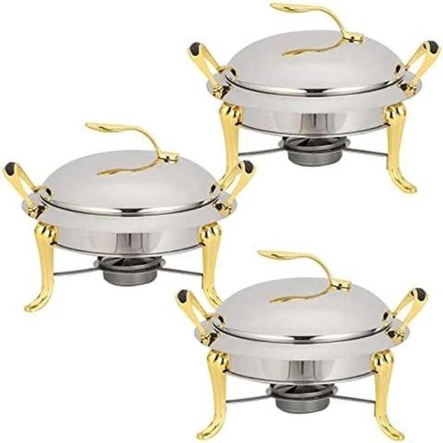 Buffetserveerset Voedselwarmer met schotel Feestelijk serveren Roestvrij staal 37 x 19 cm Goud