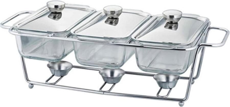 Buffetserver RVS Warmhoudpan Set Eten Warm Houden Inclusief Deksel Ruim Formaat Zilverkleurig