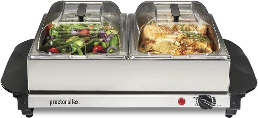 Buffetserver Voedselverwarmer Warmhoudplaat Serveertafel Feestelijke Bijeenkomsten Instelbare Temperatuur 50 cm Breed Roestvrij Staal