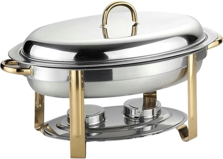 Buffetset Warmhoudschalen Chafing Dish Set Feestelijke Buffetten Opvouwbaar Ontwerp 55 Liter Capaciteit Zilverkleurig