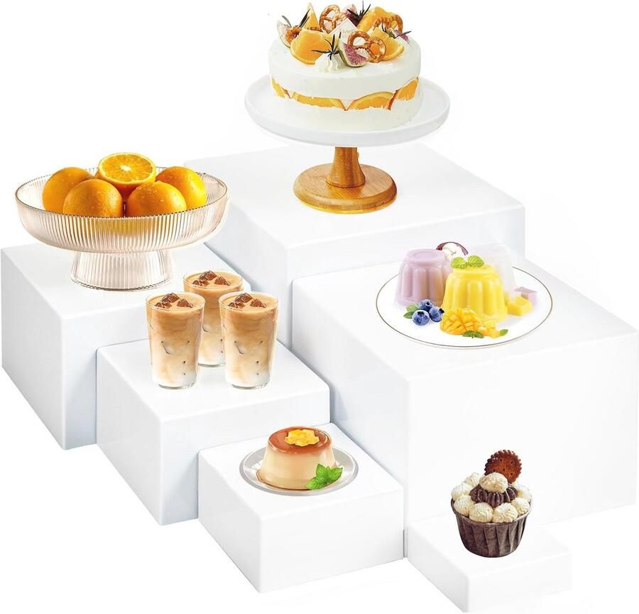 Buffetverhogers Set van 6 Acryl Voedseldisplaystandaard voor Bruiloft en Evenementen