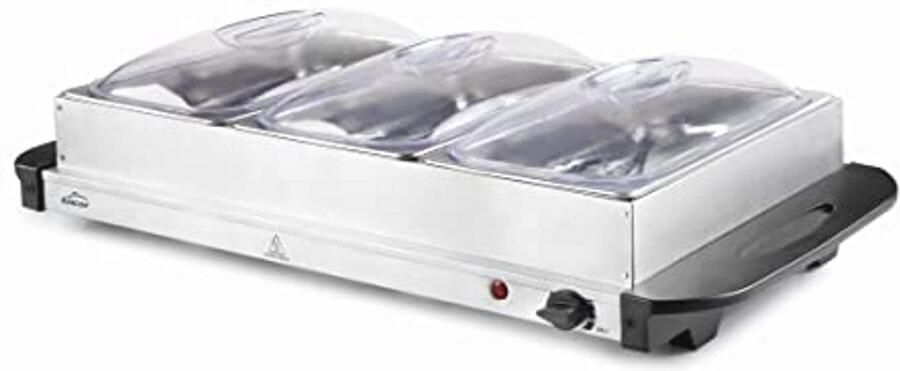 Buffetverwarming 3 x GN 1 3 300W Elektrische Verwarmingsplaat voor Professionele Gastronomie
