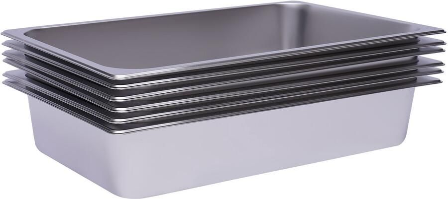 Buffetwarmer 6-Pack 201 RVS 53x33x10 cm Zilver Catering Keuken Voedselpan Set