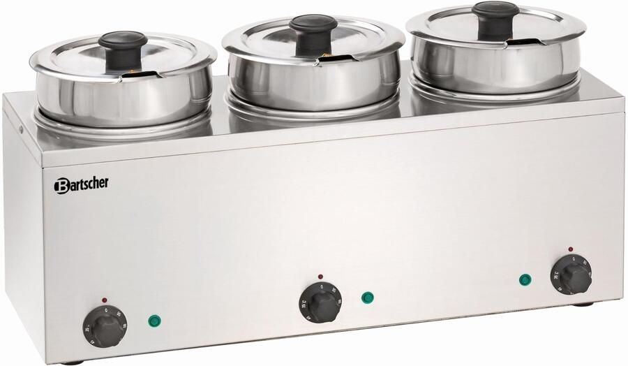 Buffetwarmer Bain-Marie 3 Potten 3 5 Liter 0 45 kW Vermogen RVS Materiaal Voor Horeca En Catering