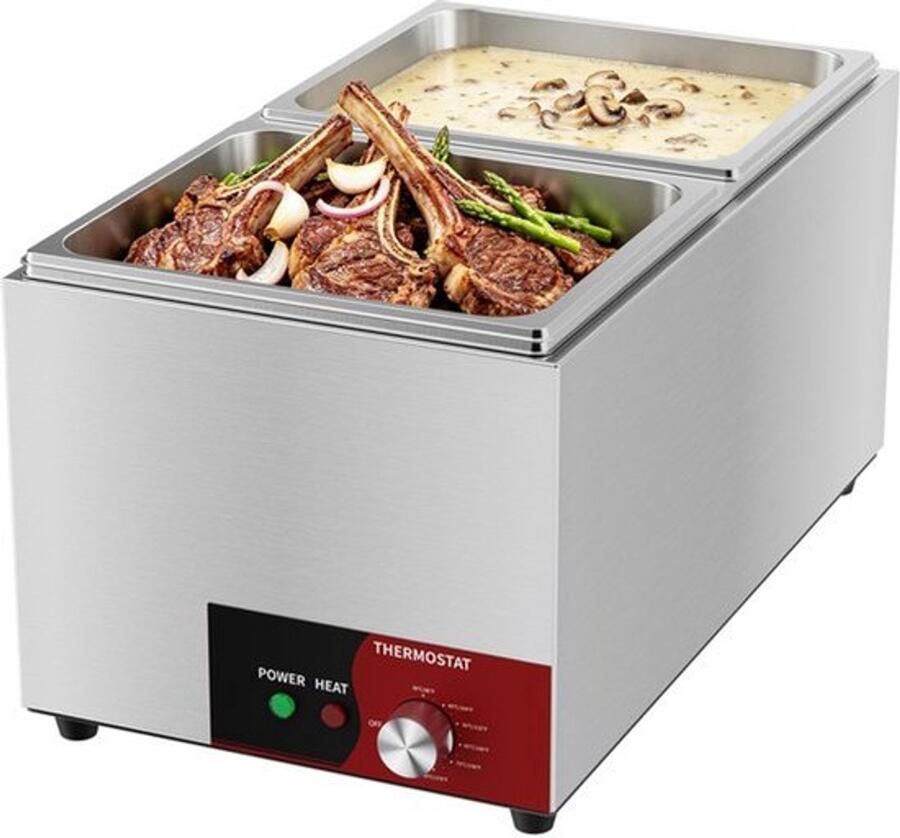 Buffetwarmer Elektrisch 1000 W Vermogen GN 1 2 Inzetbakken Roestvrij Staal Voor Catering En Buffet