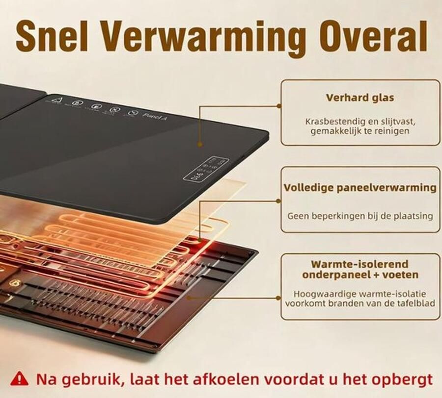 Buffetwarmer Elektrische Warmhoudplaat 180 Watt Vermogen 40 x 30 cm Afmeting Gehard Glas En Kunststof Voor Buffet En Catering