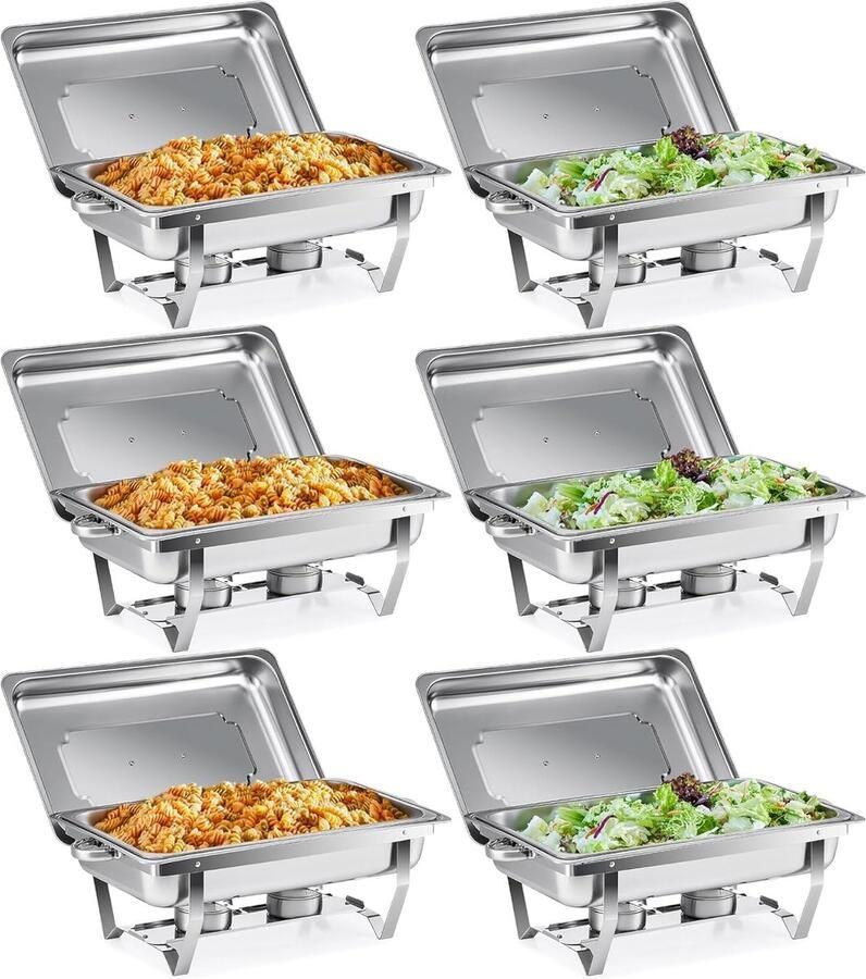 Warmhoudcontainer Set Buffet Warmer Feestelijke Bijeenkomsten Inklapbaar Frame 9 Liter Capaciteit Zilver