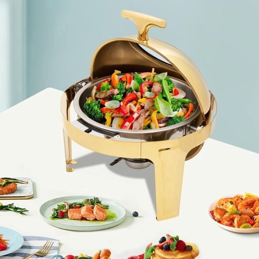 Buffetwarmer Ronde Gold 6L Inhoud Roestvrij Staal Voor Catering En Evenementen