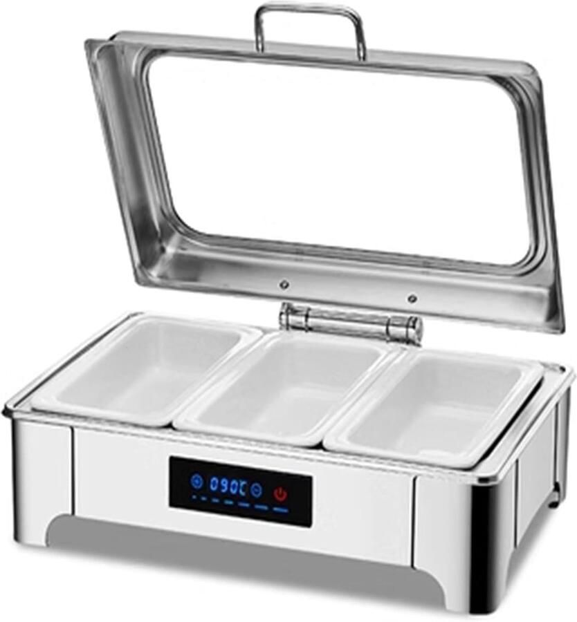 Buffetwarmer RVS Warmhoudbak Grote evenementen Intelligente temperatuurregeling 9 Liter Zilver