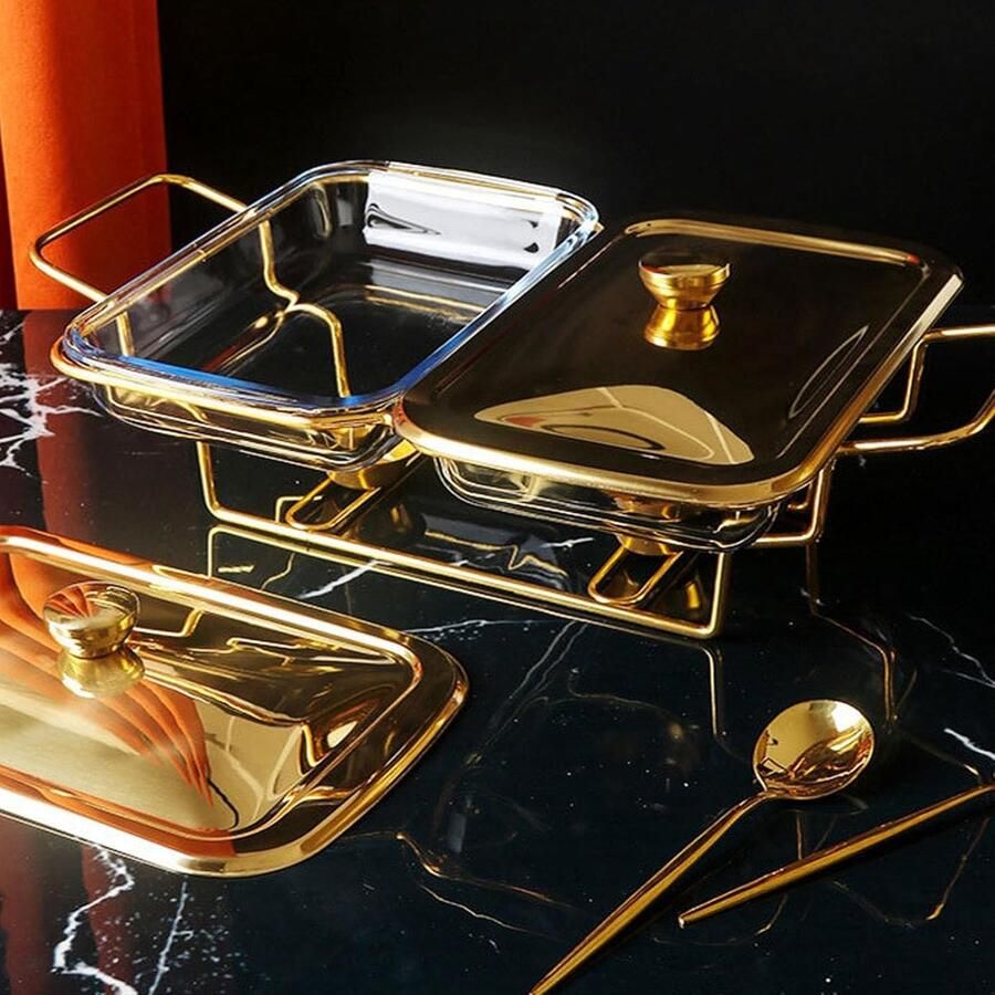 Buffetwarmer Serveerschaal Warmhoudpot Chafing Dish Feesten Buffet Roestvrijstalen Frame Zie Afbeelding Goud