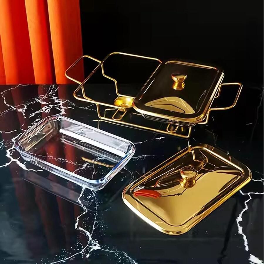 Buffetwarmer Serveerschaal Warmhoudpot Chafing Dish Feesten Buffet Roestvrijstalen Frame Zie Afbeelding Goud