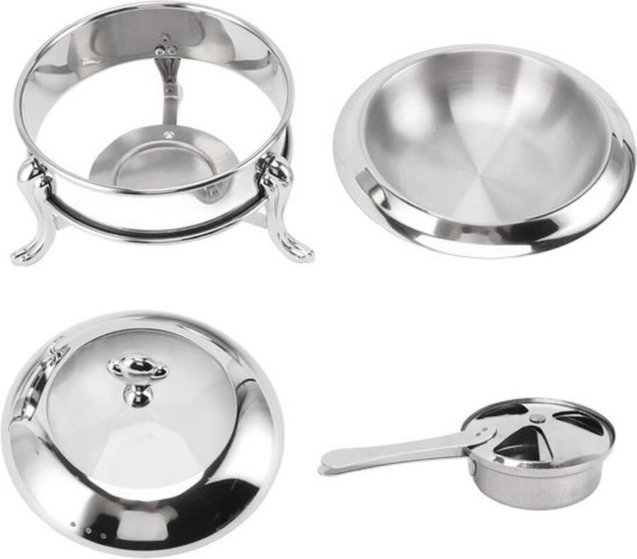 Buffetwarmer Set Catering Serve Warm Houden Roestvrij Staal 29x29x16 cm Zilver