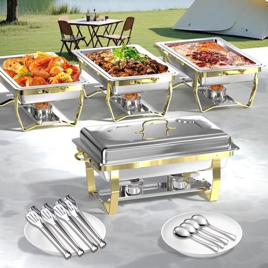 Buffetwarmers 4-pack 8QT Semi-Gouden Voedselverwarmers voor Feesten
