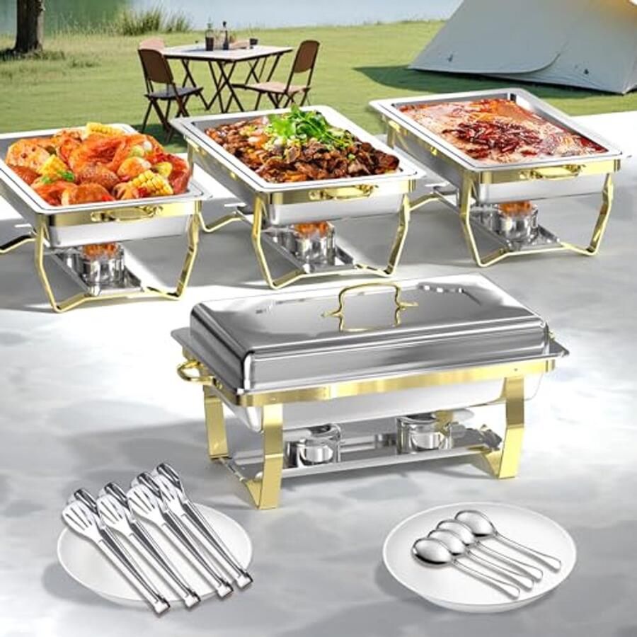 Buffetwarmers 4-pack 8QT Semi-Gouden Voedselverwarmers voor Feesten
