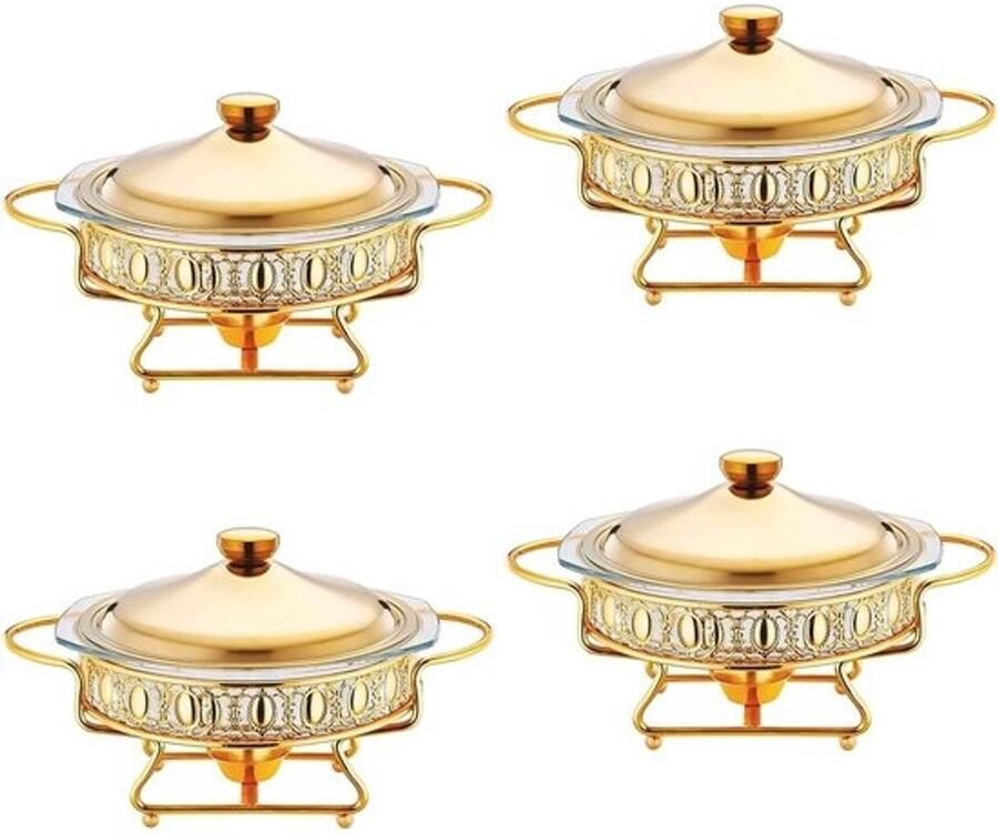 Buffetwarmhoudset Chafing dish-warmhoudbak Voor feesten en diners Goudkleurige plating Inhoud van 2L Goud