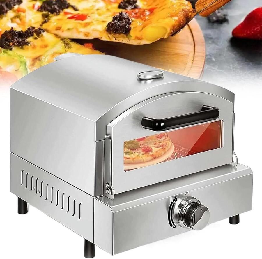 Buiten Pizza Oven Aanrecht Roestvrijstalen Pizza Maker Machine Elektrische Gas Pizza Oven met Thermometer voor Feest en Koken Gas