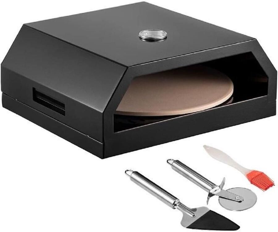 Buiten Pizzaoven Pizza Maker Buiten Koken Roestvrij Staal 12 inch Zwart
