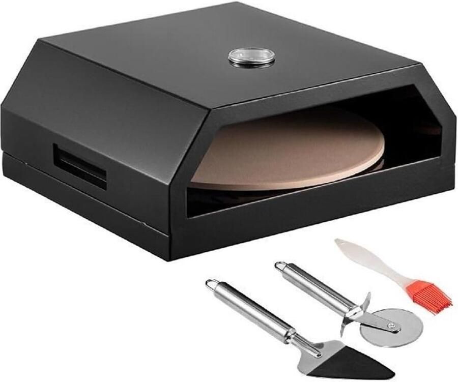 Buiten Pizzaoven Roestvrij Staal Buiten Koken Met Thermometer 42 cm Zwart