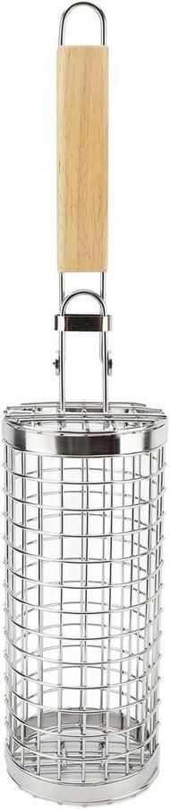Buitengrillmand Rollende mand Grill accessoire Barbecueën Buiten Roestvrij Staal Voedselkwaliteit 466 gram Zilver