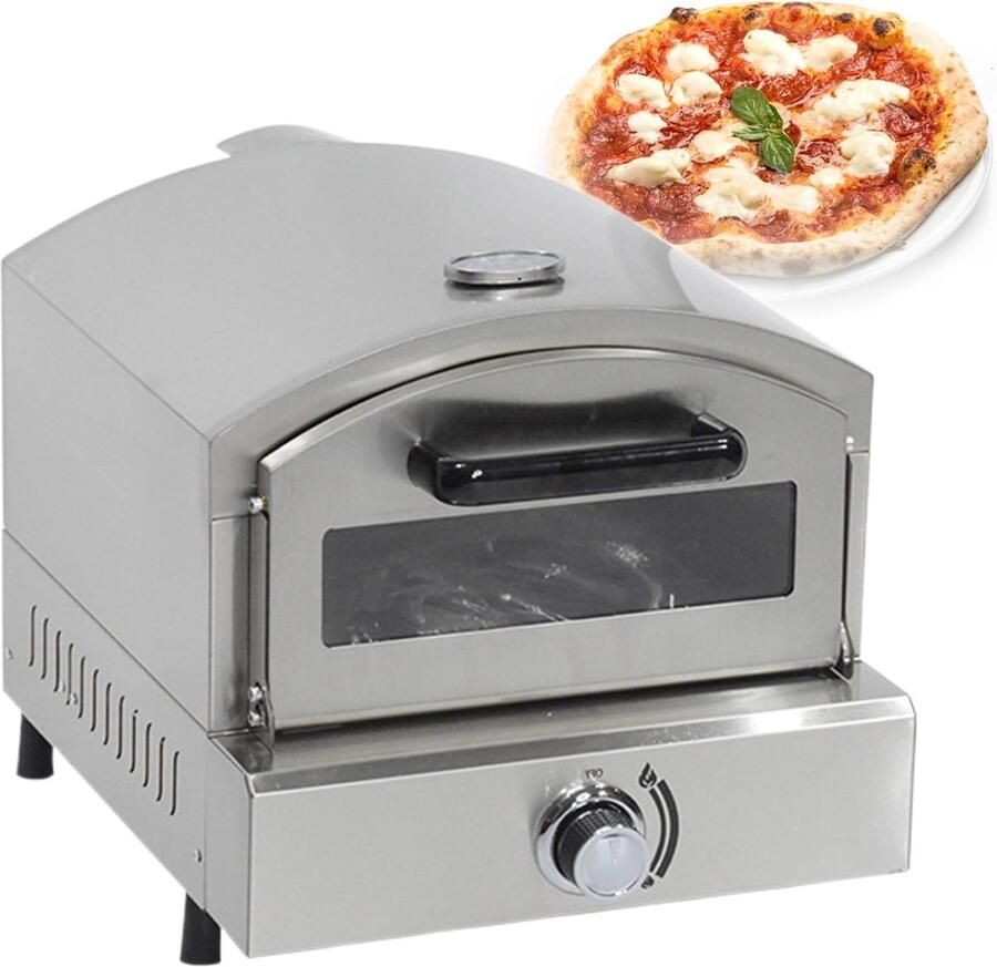 Buitenpizzaoven Gas Pizzaoven Buiten Koken Inclusief Pizzasteen 42x52x41 cm Zilver
