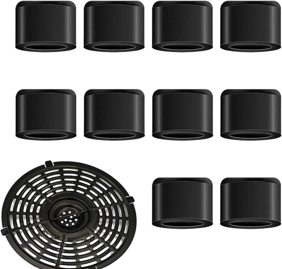 Bumperset Airfryer Beschermvoetjes Airfryer Apparaat Beschermen Hittebestendig Siliconen 10 stuks Zwart