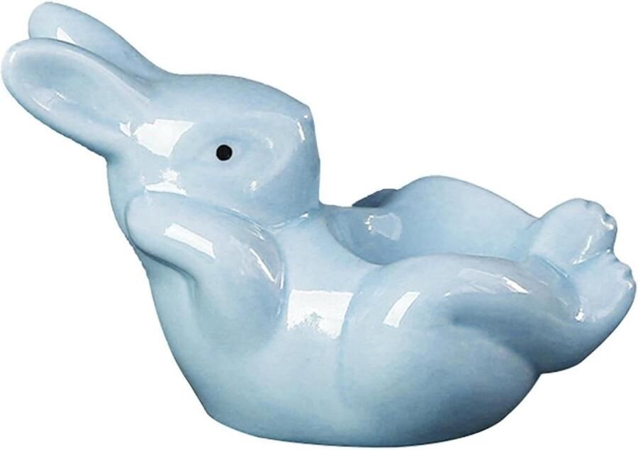 Bunny Eierdopje Eierhouder Keramiek Paasontbijt Serveren Schattig Konijn Design 5.12 Inches Diameter Blauw