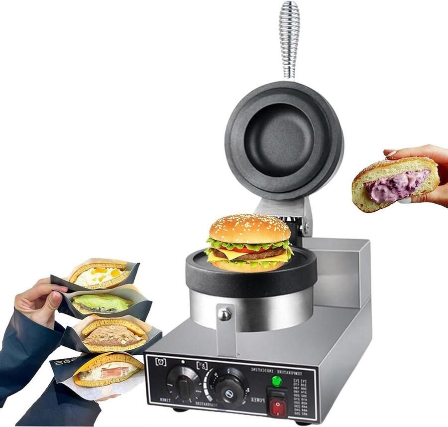 Burger Maker Wafelijzer Pers Snacks Maken Dubbelzijdig Verwarmen 11.5cm Diameter Stainless Steel