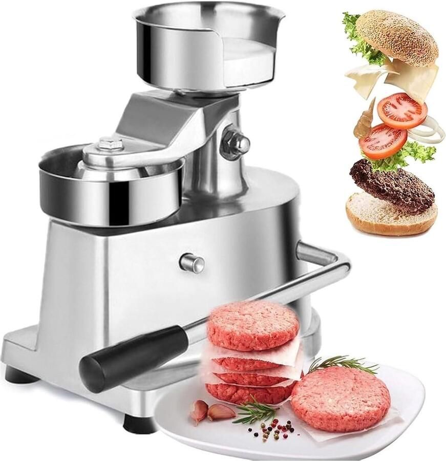 Burger Patty Maker Hamburger Pers Perfecte Burgers Maken Handmatige Heffboom Mechanisme 100 130 150 mm Zilver