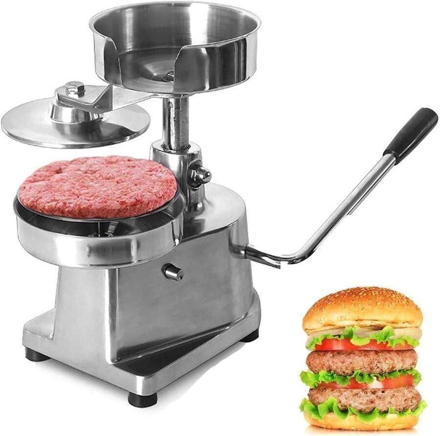 Burger Patty Maker Hamburger Pers Professioneel Vlees Vormen Efficiënte ie 5 Inch Diameter Zilver
