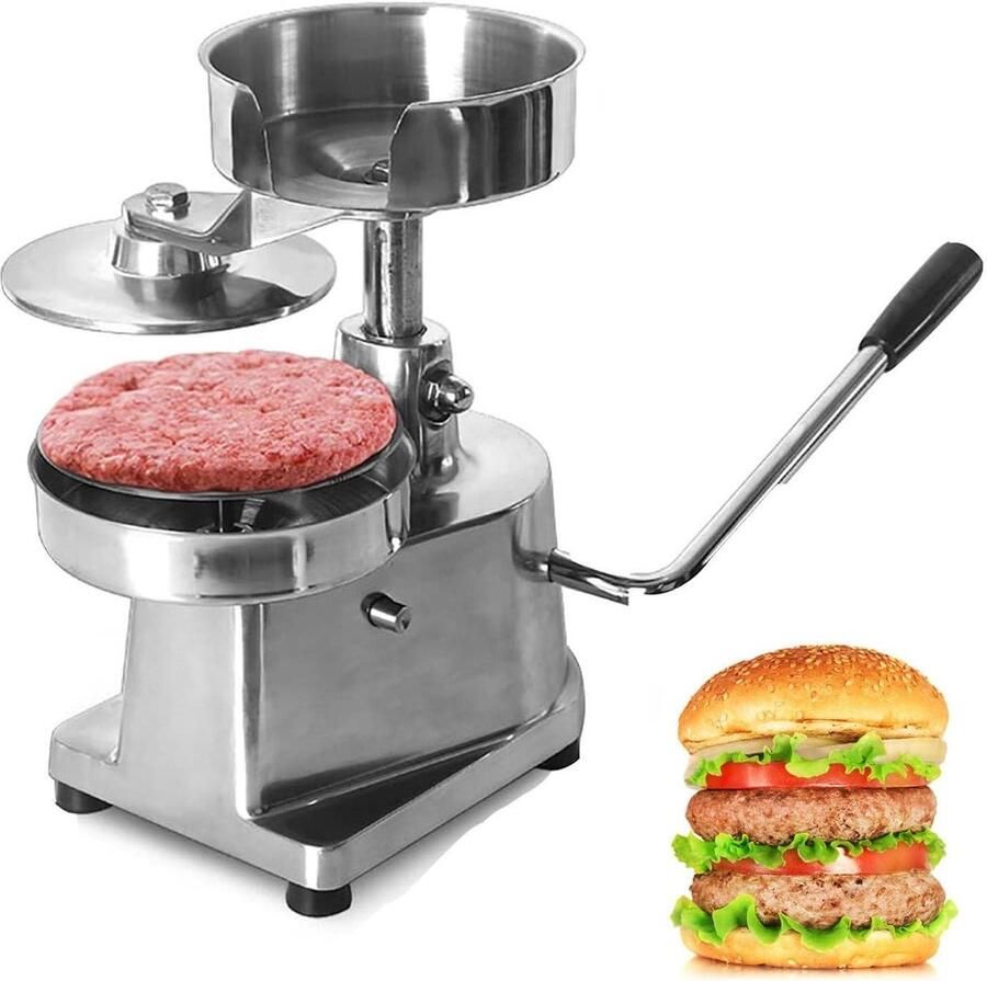 Burger Patty Maker Hamburgerpers Vlees Bereiden Efficiënte ie 100 mm Zilver