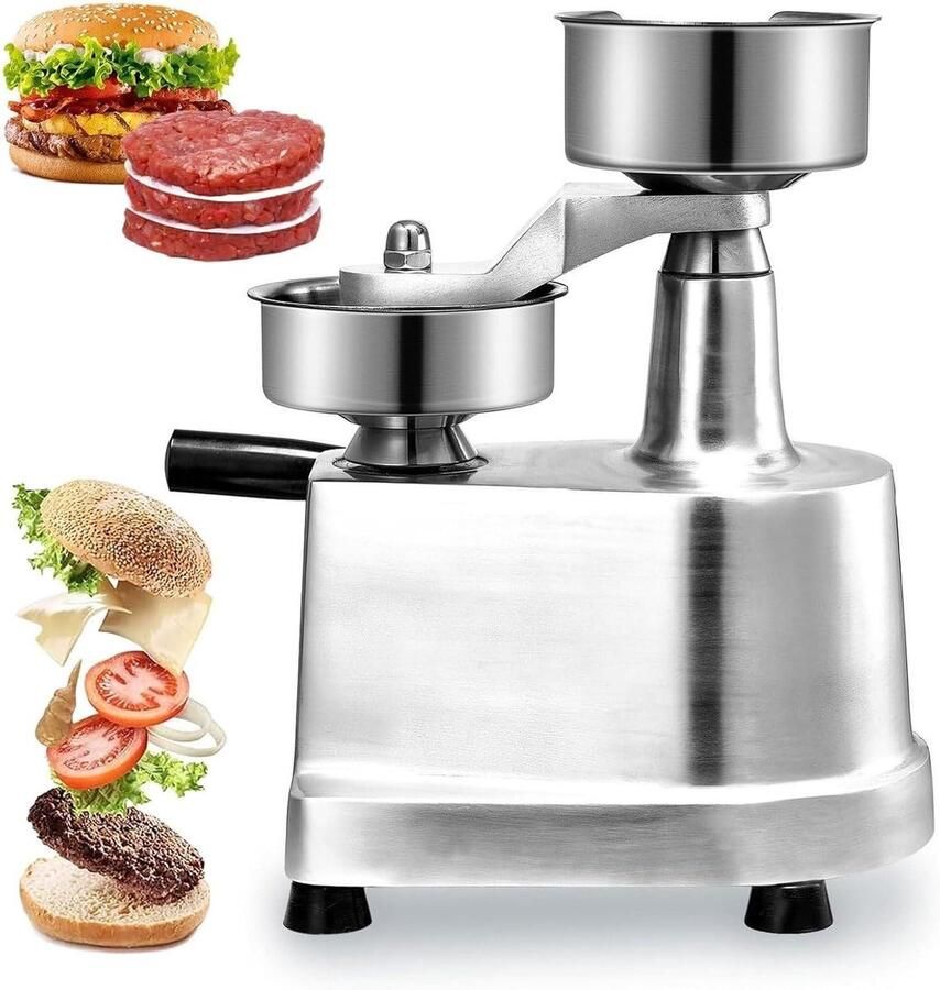 Burger Patty Maker Vlees Vormer Hamburger Maken Commerciële Keuken 100-150mm Zilver