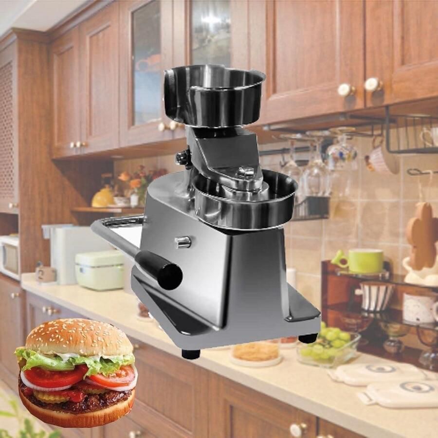 Burger Patty Maker Vlees Vormer Professioneel Gebruik Robuust Gietijzer 15cm Diameter Zilver