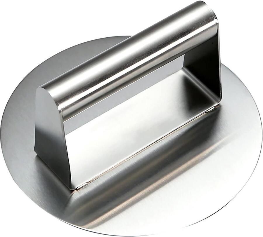 Burger pers Grill pers Gelijkmatig grillen Roestvrij staal 13.5 cm rond Zilver