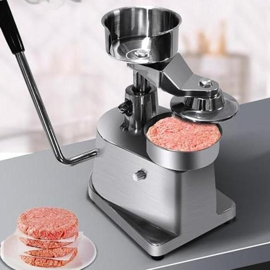Burger Pers Pasteitjes Maker Professioneel Gebruik Veelzijdige Diameter 150 mm Zilver