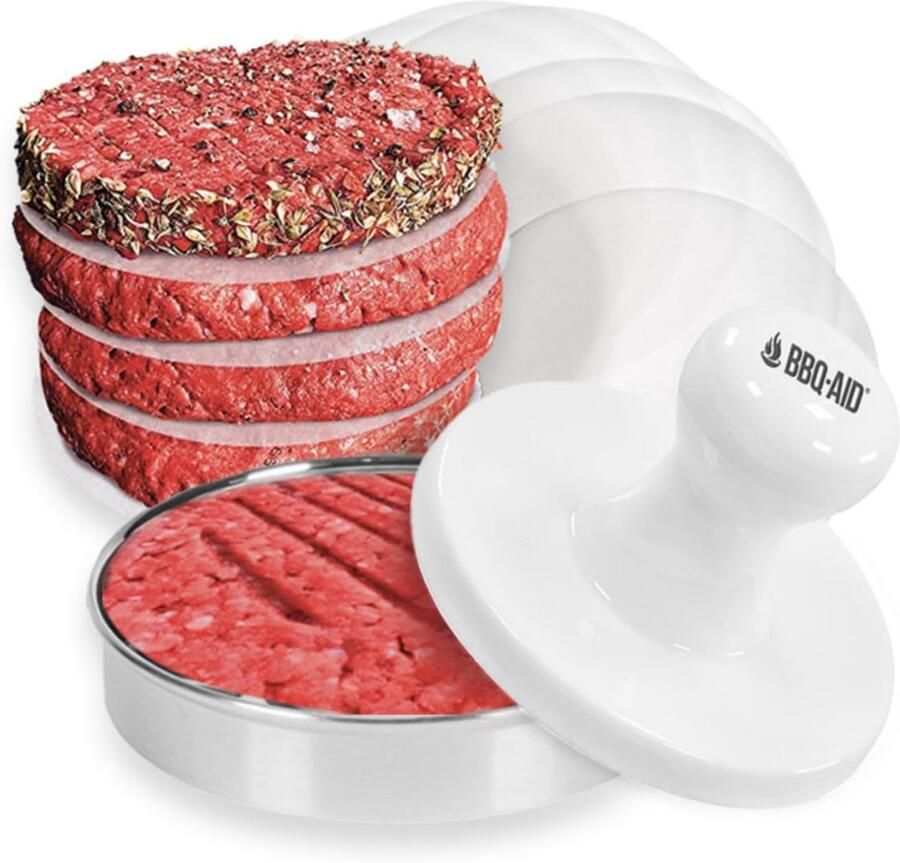 Burger Pers Patty Maker Gelijkmatig Bakken Porseleinen Pers Roestvrij Staal 14 x 13 x 10 cm