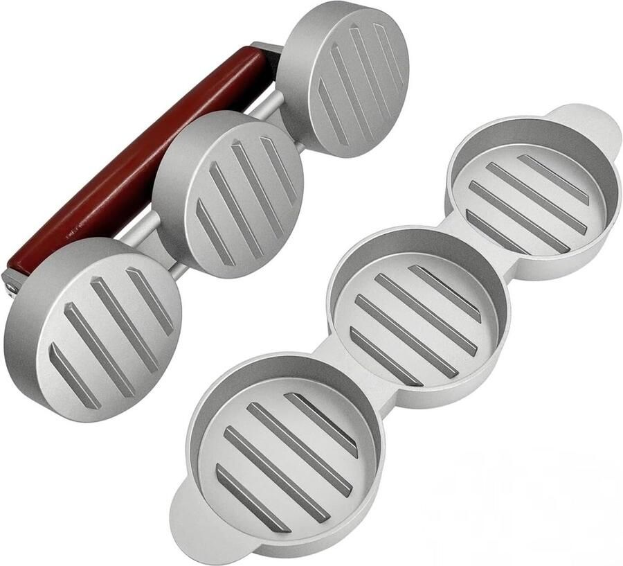 Burger Pers Patty Maker Mini Burgers Maken Anti-aanbaklaag Triple-Head Grijs