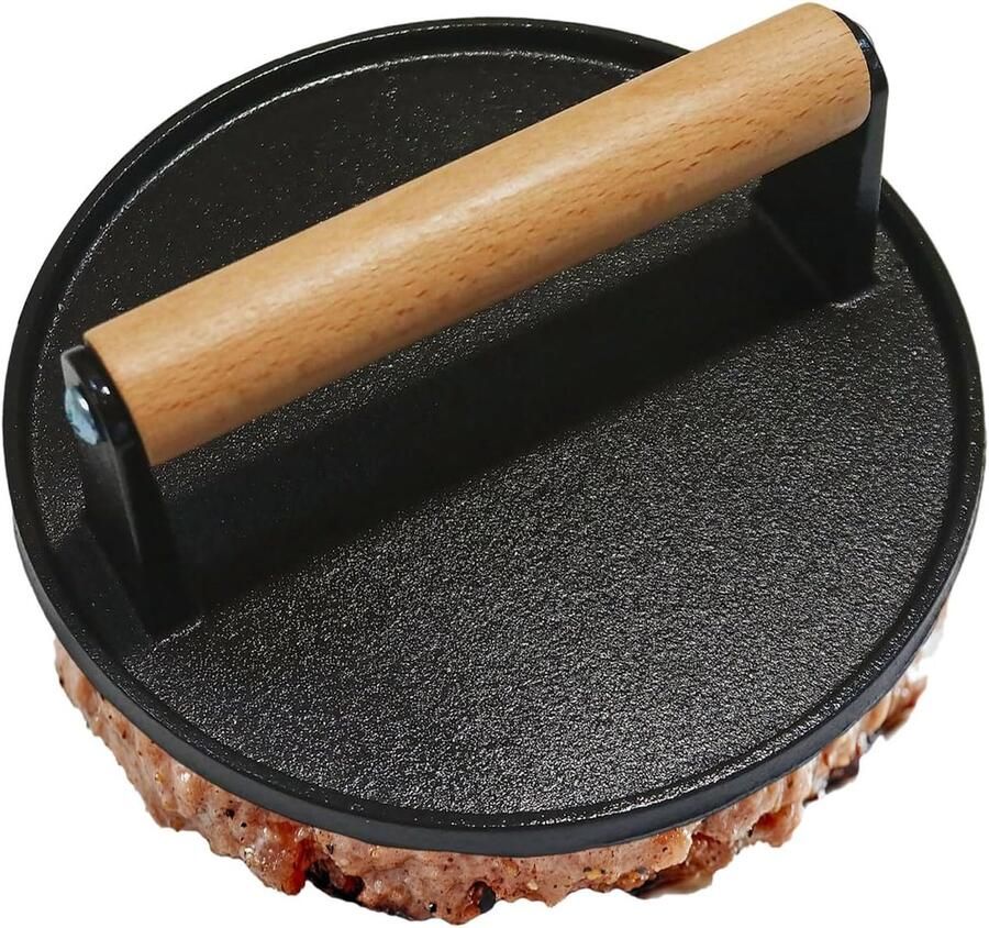 Burger Pers Vleesvormer BBQ Grillen Ergonomisch Handvat 17.5 cm Metaal