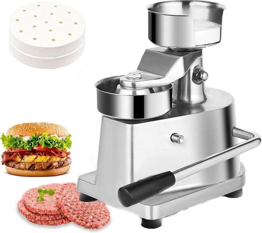 Burger Pers Vleesvormer Patty Burgers Maken Roestvrij Staal 23x16.5x27cm Zilverkleurig