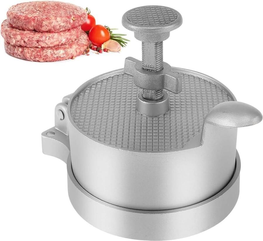 Burger Pers Vormmaker Patty Gelijkmatig Grillen Antiaanbaklaag 19 x 13 x 11 cm Zilver