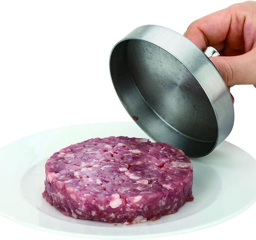 Burger Press Patty Maker Burgers Maken Non-stick Coating Medium Zilver